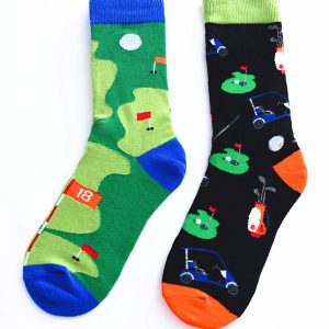 Golf & UFO Alien Print Crew Socks