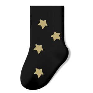 Gold Star Print Black Baby Socks