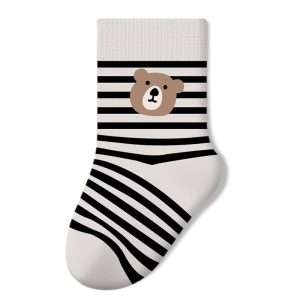 Striped Bear Print Baby Socks
