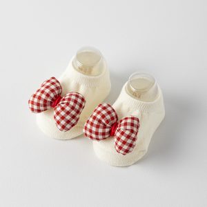 3D Bow White Baby Socks