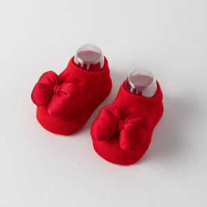 Solid Red Bow Baby Socks