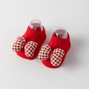 Gingham Bow Red Baby Socks
